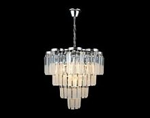 Люстра потолочная трехрожковая на цепочке Хрусталь Мелодия Света Пластинки Е27 Золото картинка 